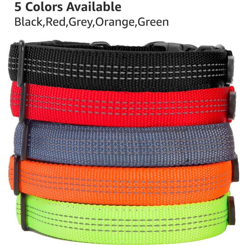Beshine Adjustable Dog Collar, Reflective Nylon Neoprene with Separate ID Ring and Double D Ring, Durable and Comfortable Puppy Collar for Medium/Large Dogs(L, Red) L (40-60cm) - PawsPlanet Australia