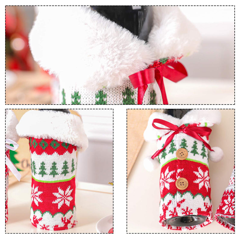 LABOTA 2Pcs Christmas Sweater Wine Bottle Cover Newest Collar & Button Coat Design Wine Bottle Sweater Cover for Christmas Decorations Wine Bottle Dress Sets Xmas Party Decorations - PawsPlanet Australia