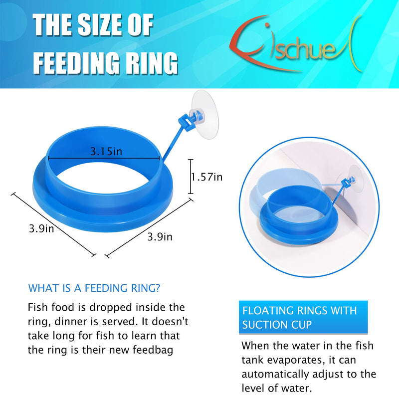 Fischuel Aquarium Feeding Ring Floating Rings Food Feeder Feeding Trough with Suction Cup for Fish Feeder，Round Shape Round Shape-Blue - PawsPlanet Australia