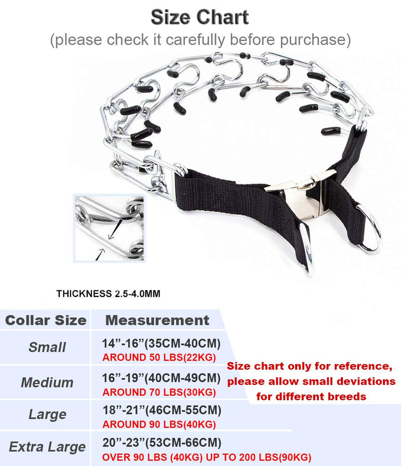 [Australia] - Supet Dog Prong Collar, Adjustable Dog Pinch Training Collar with Quick Release Stainless Steel Snap Buckle for Small Medium Large Dogs(Bonus Extra 4 Comfort Rubber Tips& 1 Link) S (Length: 14"--Weight: around 35 lbs) 