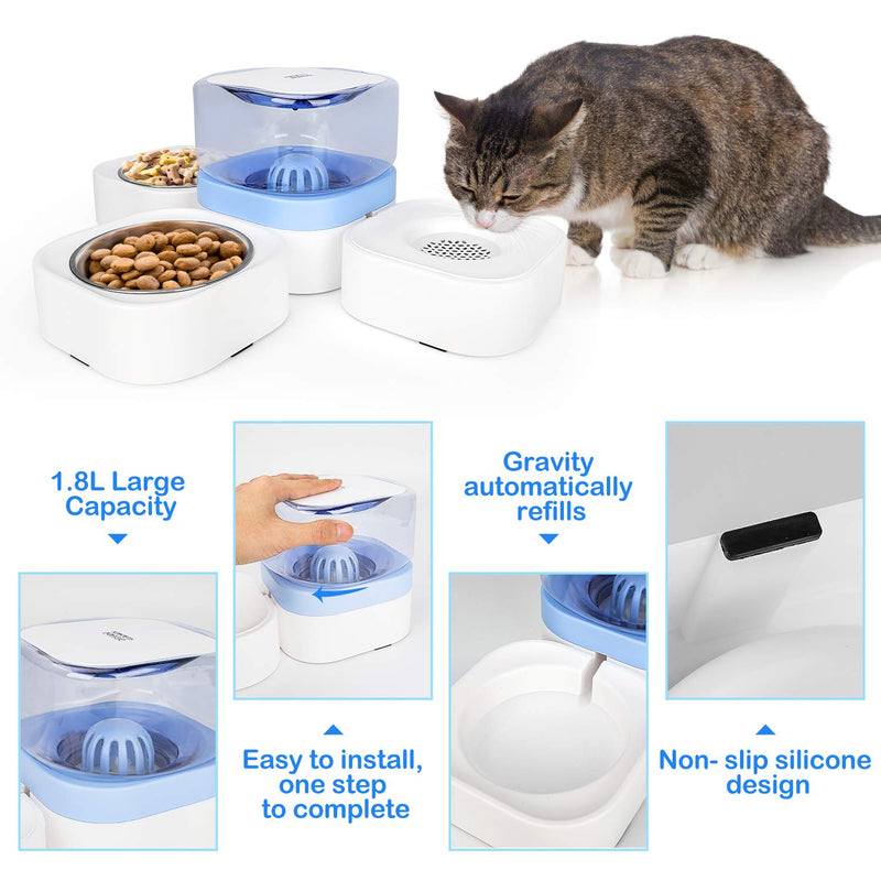 Aytop Cat Water Dispenser, Pet Dog Drinking Fountain Water Drinking Bowl Large Capacity Fountain Stand Water Feeder Dispenser Station Water Supplies with 3 Bowls for Small Medium Dog Cat 1.8 L Blue - PawsPlanet Australia