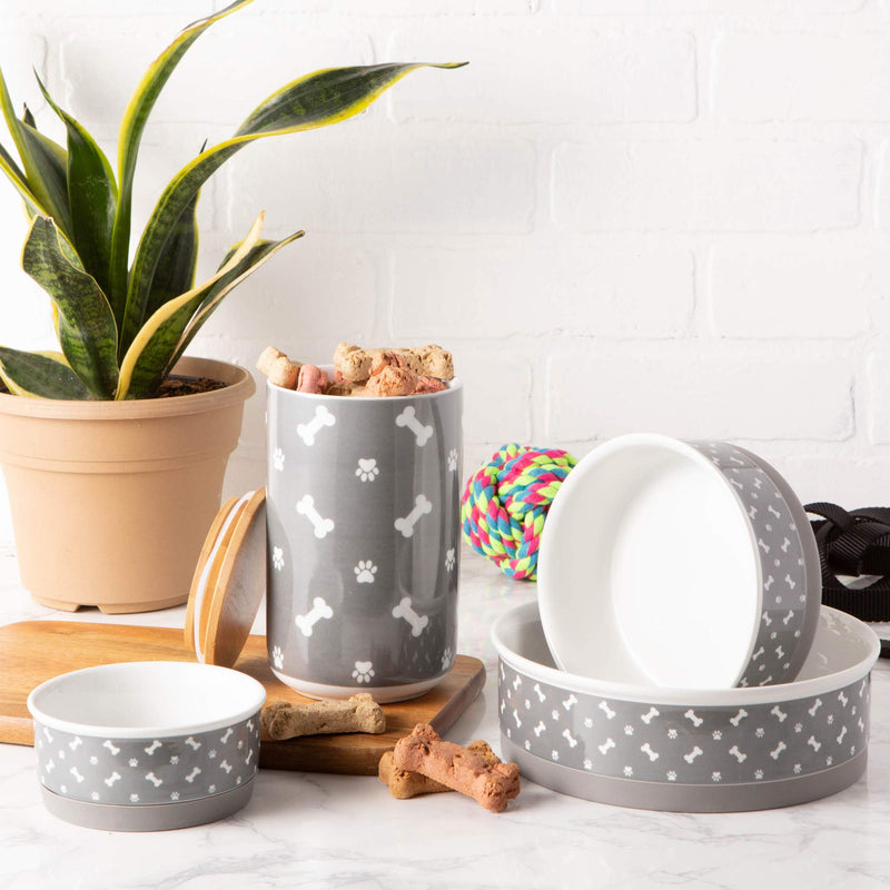 [Australia] - Bone Dry Ceramic Pet Collection Gray Small Bowl Set 