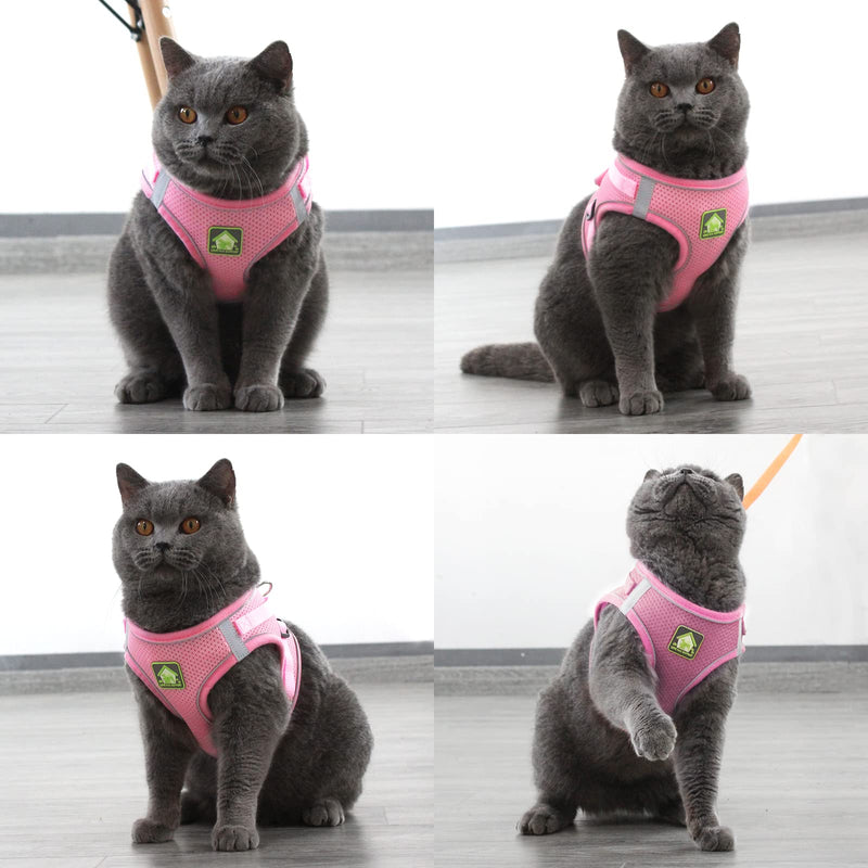 NeuWee Cat Harness with Leash Escape-Proof, Cat Harness Leash Set with Cat Collar, Cat Leash with Harness for Cats, Adjustable Reflective Cat Harness for Kitten Dog (XS, Pink) XS - PawsPlanet Australia