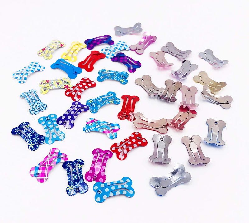 PET SHOW Cute 1" Small Bone Snap Hair Clips Pet Grooming Products Dog Cat Puppy Hair Accessories Random Color Pack of 20 - PawsPlanet Australia