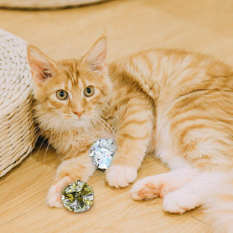 Wudong 20 Pcs 6cm Crinkle Balls Toy For Cats, Colorful Mylar Balls Crinkle Paper Ball for Pet Kitten - PawsPlanet Australia