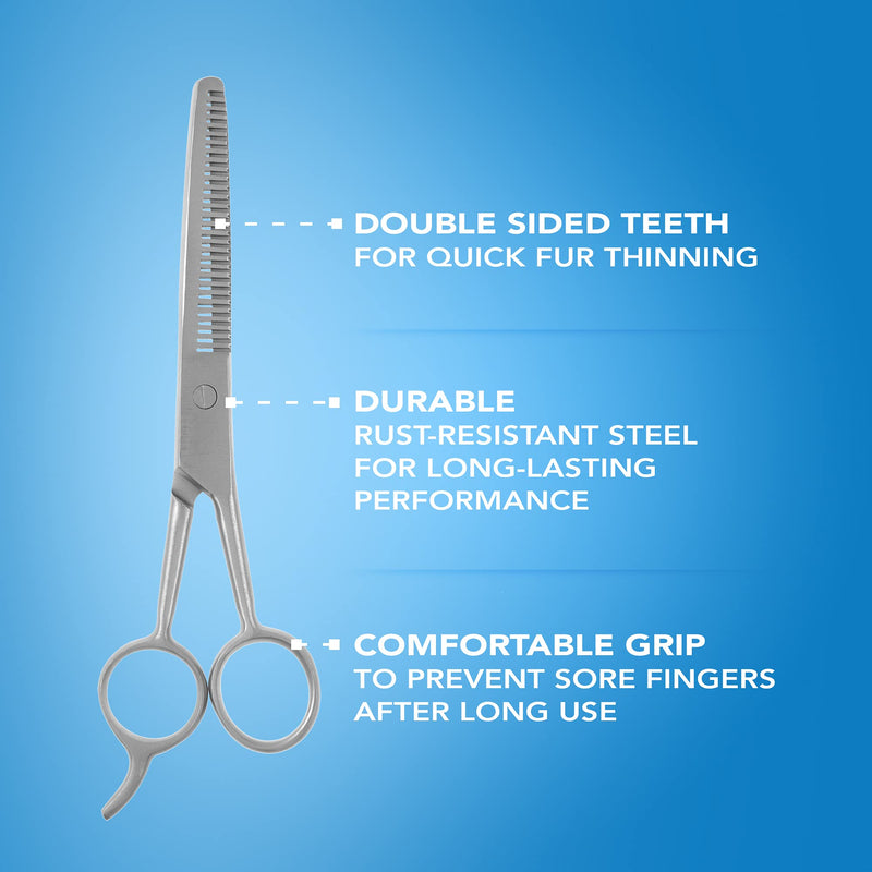 WAHL Steel Thinning Scissors 6.5 Inch, Professional Thinning Shears for Pets, Grooming Scissors for Cats & Dogs, Groom Pets at Home, Sharp Toothed Scissor, Double Sided Blades, Thin Animal Hair & Fur - PawsPlanet Australia