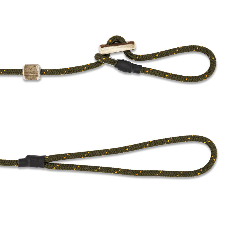 Romney's dog leash with collar 6mm | Moxon leash, retriever leash, agility leash | With draft limiter, draft stop made of deer horn (olive/green, 100 cm) green - PawsPlanet Australia