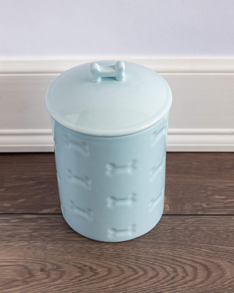 [Australia] - Park Life Designs Manor Treat Jar, Stylish Heavyweight Ceramic Container for Treats and More, Airtight Lid with Silicone Seal, Dishwasher Safe 8 inch Tall Canister Blue 