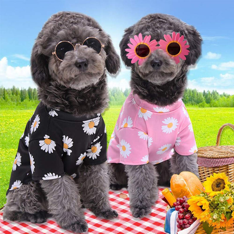 WEYATO Dog Shirts Flowers Summer Cool Beach Shirts Comfy Stylish Breathable Puppy T-Shirts Cotton Vest Clothes for Dogs and Cats Pet Apparel Design Adorable Casual Cozy Dog Shirt Small Pink - PawsPlanet Australia