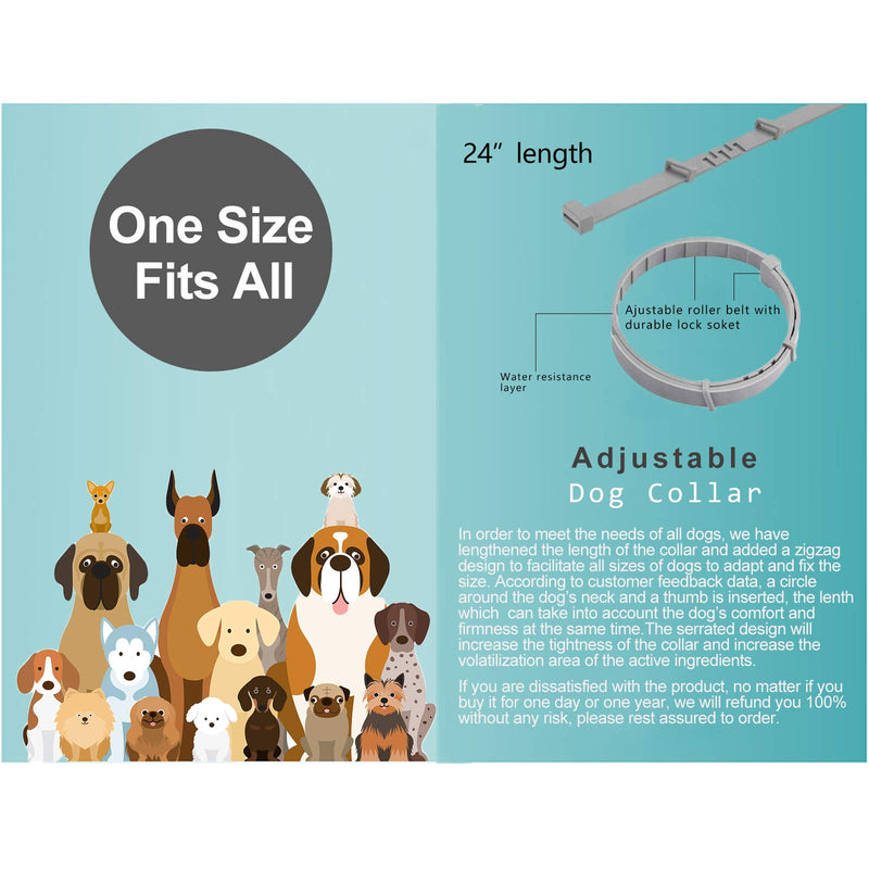 Flea and Tick Collar for Dogs,Anlevit 8-Month Flea and Tick Repellent for Dogs,Suitable for Dogs over 7 Weeks, Collar Length 24 Inch - PawsPlanet Australia