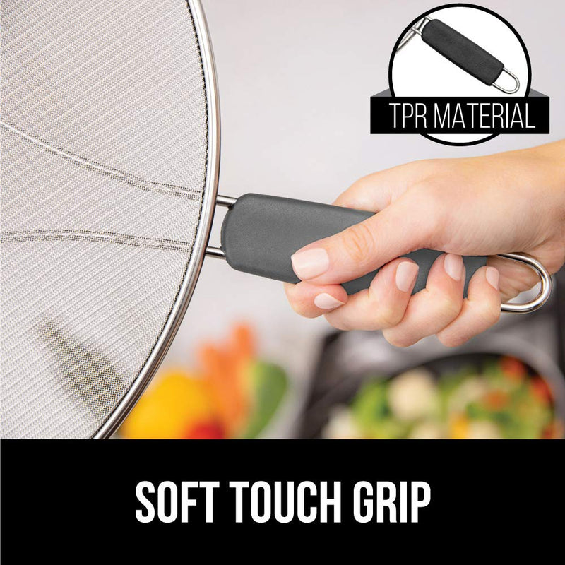 Gorilla Grip Premium Splatter Screen, 13 Inch, Splatter Screens for Frying Pan Shields Grease and Oil Splashes, Fine Mesh Guard Protects Stove Tops from Cooking Splatters, Gray Grip Handle 13 Inches - PawsPlanet Australia