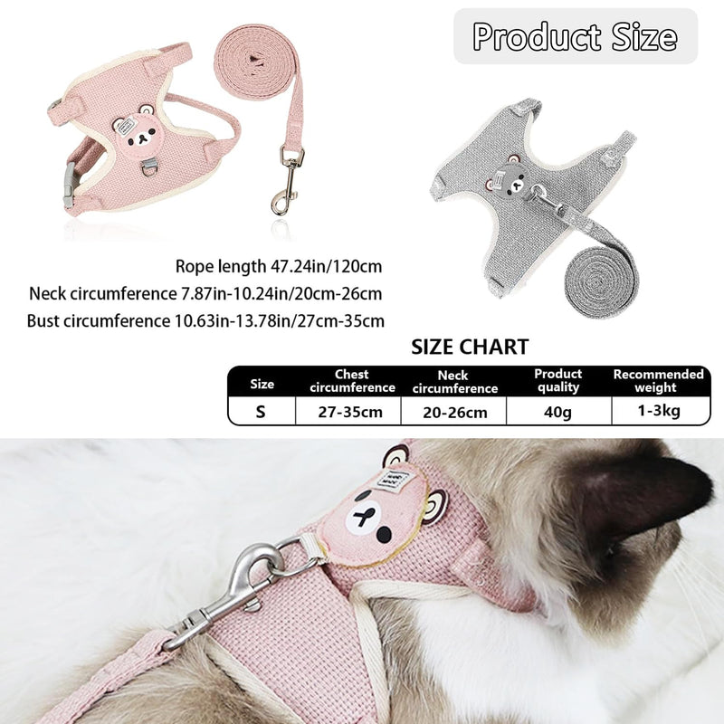 Taicols Pack of 2 Adjustable Leashes for Rabbits, 120 cm Breathable Vest Harness, Soft Rabbit Harness, Cat Harness Pet Leash for Bunny Cat Hamster Pet Walking Outdoor (A) A - PawsPlanet Australia