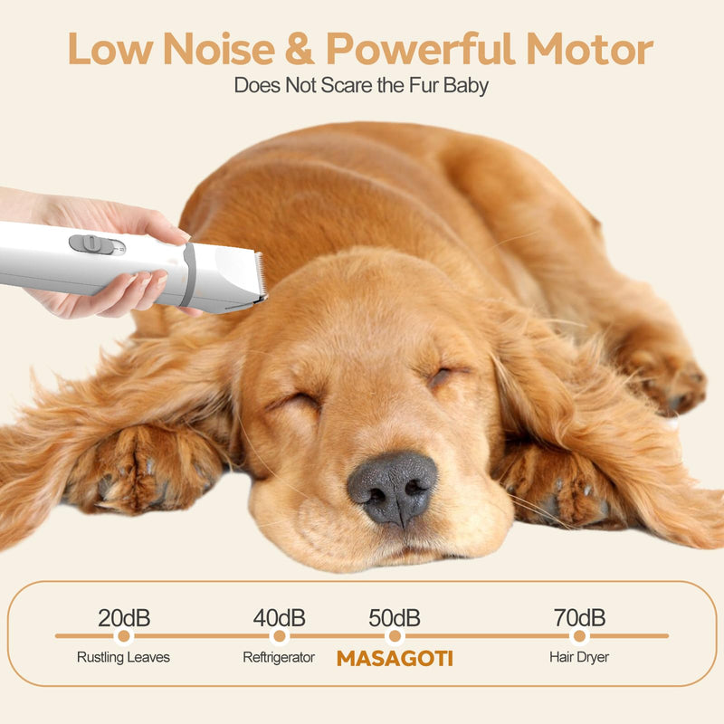 Masagotti Dogs Hair Clippers Grooming Kit with Nail Grinder, 4 in 1 Cordless Electric Trimmer Low Noise USB Rechargeable Pet Clippers for Dogs Cat,Grooming Paws, Eyes, Ears, Face,Matted Hair Dog Hair Clippers Kit - PawsPlanet Australia