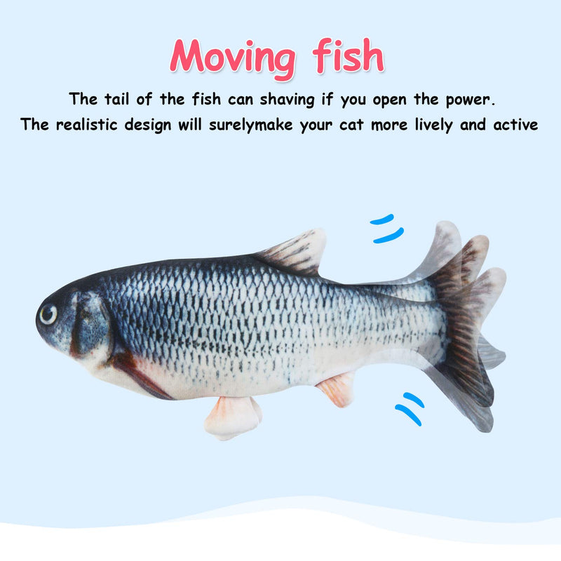 [Australia] - Gejoy Electric Realistic Fish with 3 Pieces Catnip Fish Toys Realistic Doll Fish Simulation Fish Shape Doll Fish Flop Cat Toy for Cat Kitty Interactive Pets Pillow Chew Bite Supplies 