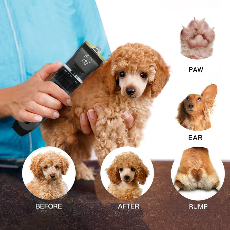 MIAZA Dog Clippers, 1200mAh LCD Display Dog Grooming Clippers with 1 Narrow & 2 Wide Blades, Low Noise Pet Clippers for Cats Dogs Horses Rabbits,Trimming Dog's Paws, Eyes, Ears, Face, Rump - PawsPlanet Australia