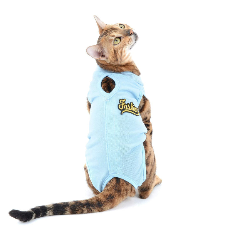 SELMAI Dog Recovery Body Suit Cat after Surgery Abdominal Wound Protector E Collar Alternative Puppy Wearing for Skin Diseases Surgical Care Pet Prevent Licking Multi Color Various Pattern Blue S S:back:20cm/7.87",chest:29cm/11.42" - PawsPlanet Australia