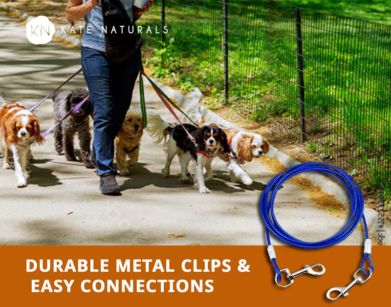 Premium Tie Cable for Dogs by Kate Naturals. Strong Tie Cable to Securely Hold Small to Medium-Sized Dogs up to 60lbs. Pet-Friendly Design. - PawsPlanet Australia