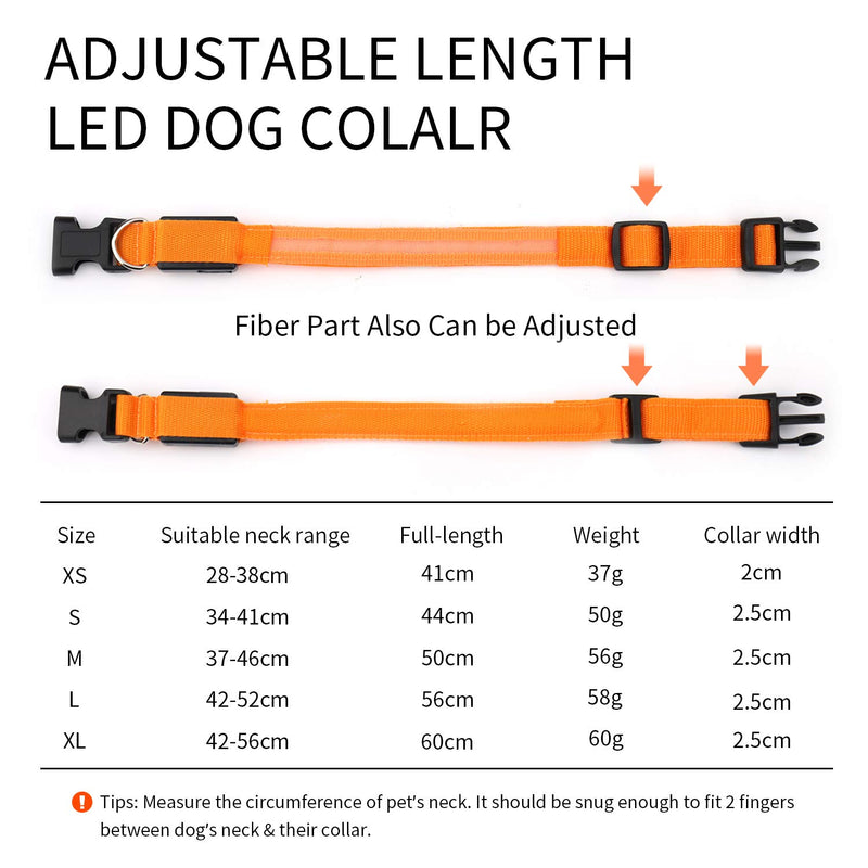 SNUNGPHIR Led Dog Collar, USB Rechargeable LED Dog Safety Collar, Super Bright USB Rechargeable and Waterproof Dog Collar with 3 Modes Flashing for Small/Medium/Large Dog-XS XS (28-38 cm/9-11 in) - PawsPlanet Australia