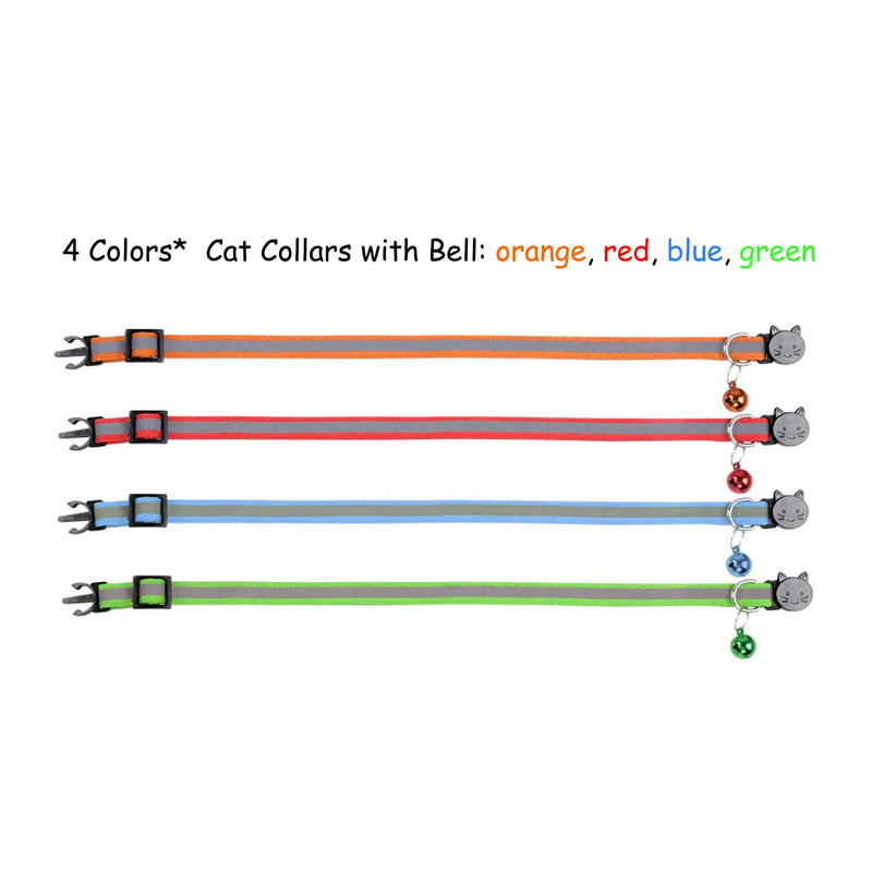 D-buy Cat Collars, Cat Collars with Bell, Breakaway Cat Collars, Reflective Cat Collars, Nylon Cat Collars with Bell, Collars for Cats, Collars for Puppies Set of 4 Colors - PawsPlanet Australia