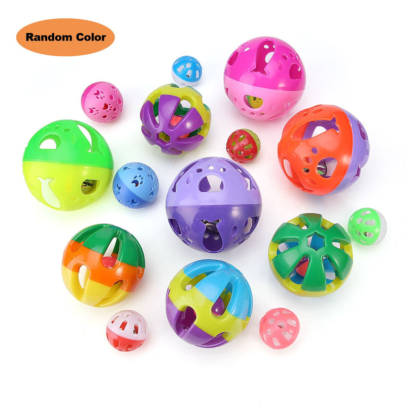 [Australia] - LUCKITTY Cat Plastic Ball Toys 4PCS Sizes Pack Bin Kitten Pet Playing Sets with Jingle Bell 3.8 in, 2.8 in, 1.8 in,1.5 in 