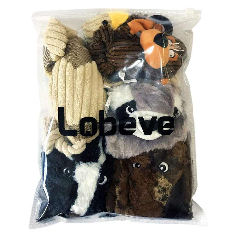 LOBEVE 5 Pack Dog Squeaky Toys Three No Stuffing Toy and Two Plush with Stuffing for Small Medium Dog Pets 5 PCS Dog Squeaky Toy- - PawsPlanet Australia