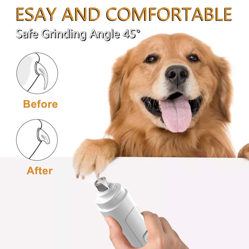 [Australia] - HATISS Dog Nail Grinder and Trimmer, 2-Speed Electric Pet Nail Clippers, Portable Quiet & Safe Pet Grooming Tool with 2 LED Light, Rechargeable Nail File for Small Medium Large Dogs Cats Rabbits 