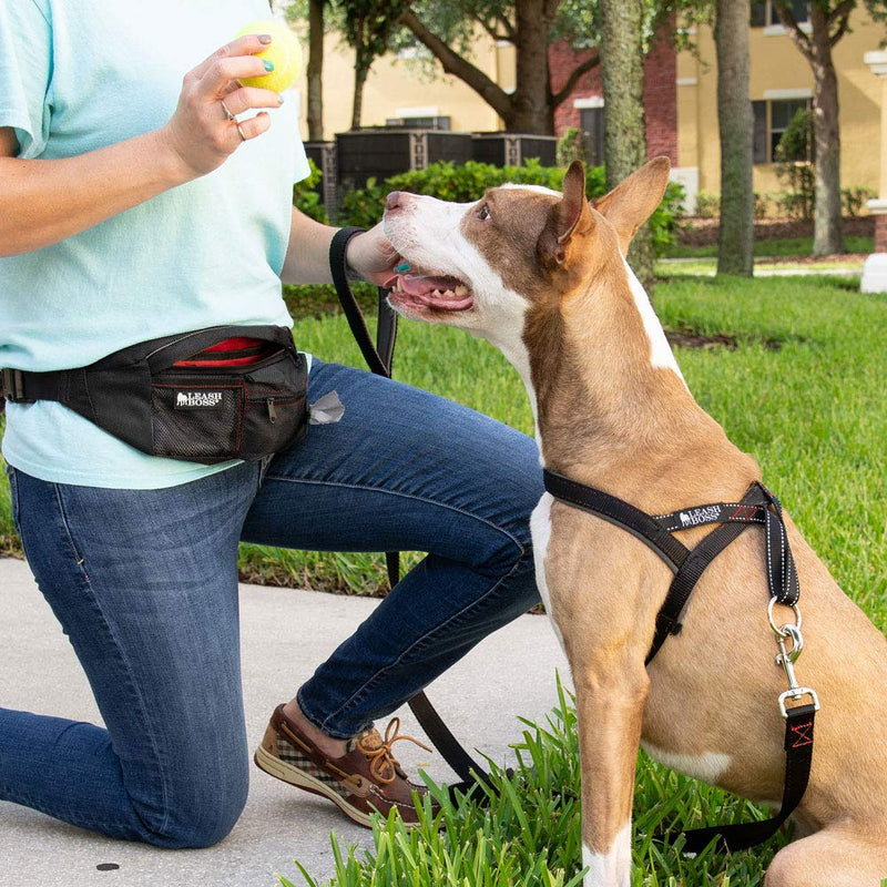 Leashboss PackUp Pouch Dog Treat Training Waist Belt, Storage Fanny Pack and Waste Bag Dispenser 1.5L Black - PawsPlanet Australia