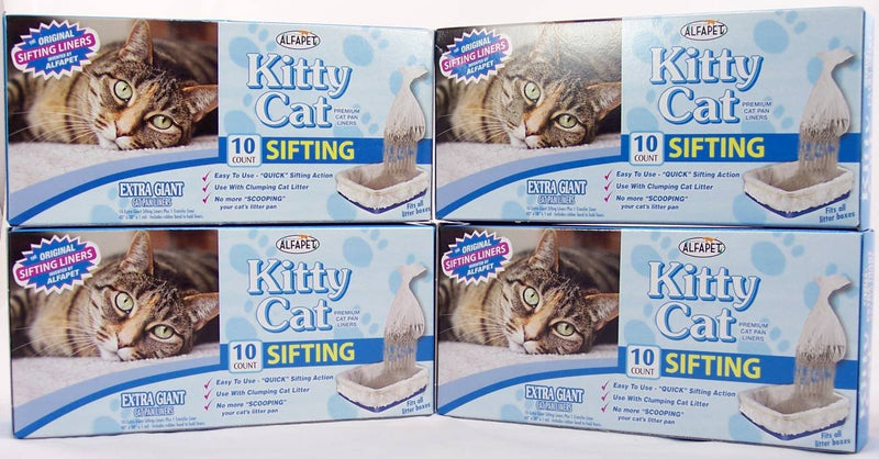 [Australia] - Kitty Cat Sifting Litter Box Liners- 10 Per Box Plus 1 Transfer Liner Per Box- 40 in X 38 in (4 Pack/boxes) 