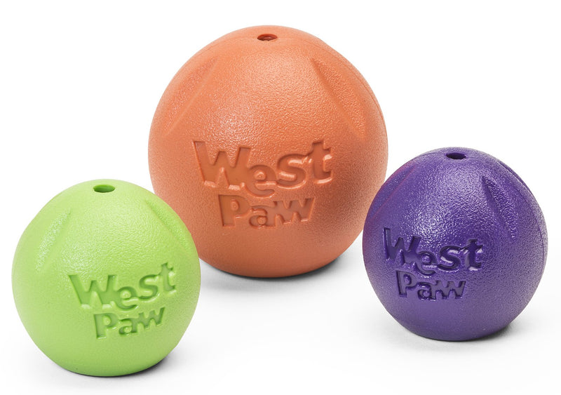 [Australia] - West Paw Rando Squeezy Dog Play Chew Ball Toy with Zogoflex Echo, Made in USA Small Eggplant 