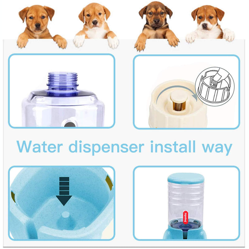 UniqueFit Pets Cats Dogs Automatic Waterer and Food Feeder 3.8 L with 1 Water Dispenser and 1 Pet Automatic Feeder Blue - PawsPlanet Australia