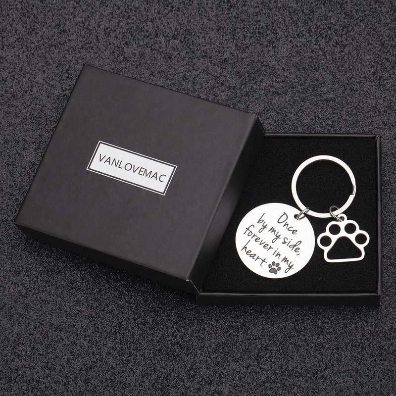 [Australia] - VANLOVEMAC Loss of Pet Memorial Keychain Dog Cat Remembrance Jewelry Pet Sympathy Gift Dog Remembrance for Women Men Once by My Side Forever in My Heart Key Ring 