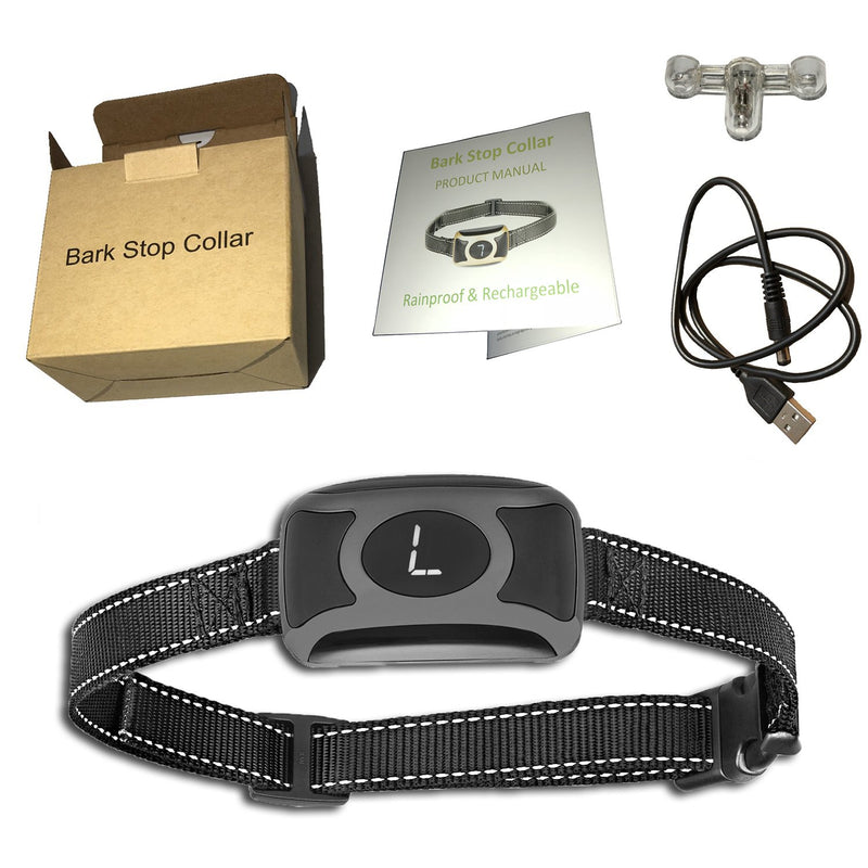 [Australia] - HandSam Bark Collar, Rechargeable and Waterproof Dog Barking Control Training Collar Beep/Vibration/Safe Shock for Small Medium and Large Dogs (Black) 