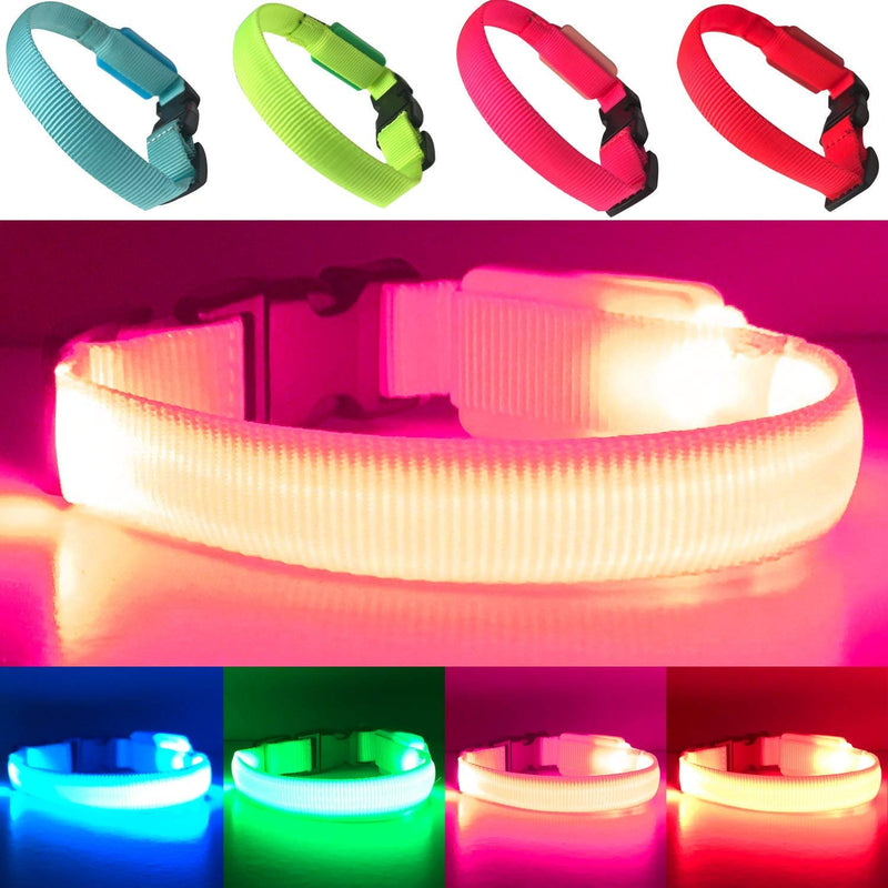 EXPERSOL LED Dog Collar Super Bright Battery Operated Increased Visibility and Safety 4 Colours (Pink Large) - PawsPlanet Australia