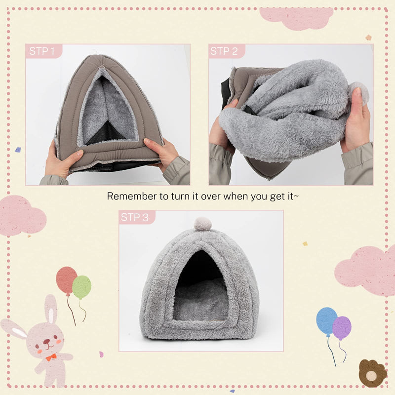 YUEPET Large Rabbit Cave Bed Bunny Warm Tent House Small Animal Triangle Hideout for Rabbit Bunny Guinea Pig Ferret - PawsPlanet Australia