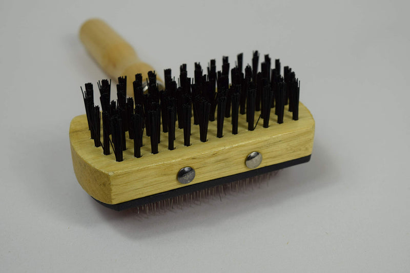 Lambskin brush for lambskin and sheepskin, robust universal grooming brush made of wood, also as a fur brush for pets, dogs and cats, double slicker brush - PawsPlanet Australia