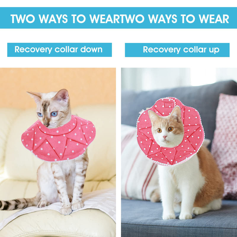 TIESOME Cat Collar Adjustable 6.7-9inch Kitten Recovery Collars Small Dog Cat Post-Surgery Soft Recovery Pet Cone Collar Anti-Bite/Lick Cat Dog Health (Pink) - PawsPlanet Australia
