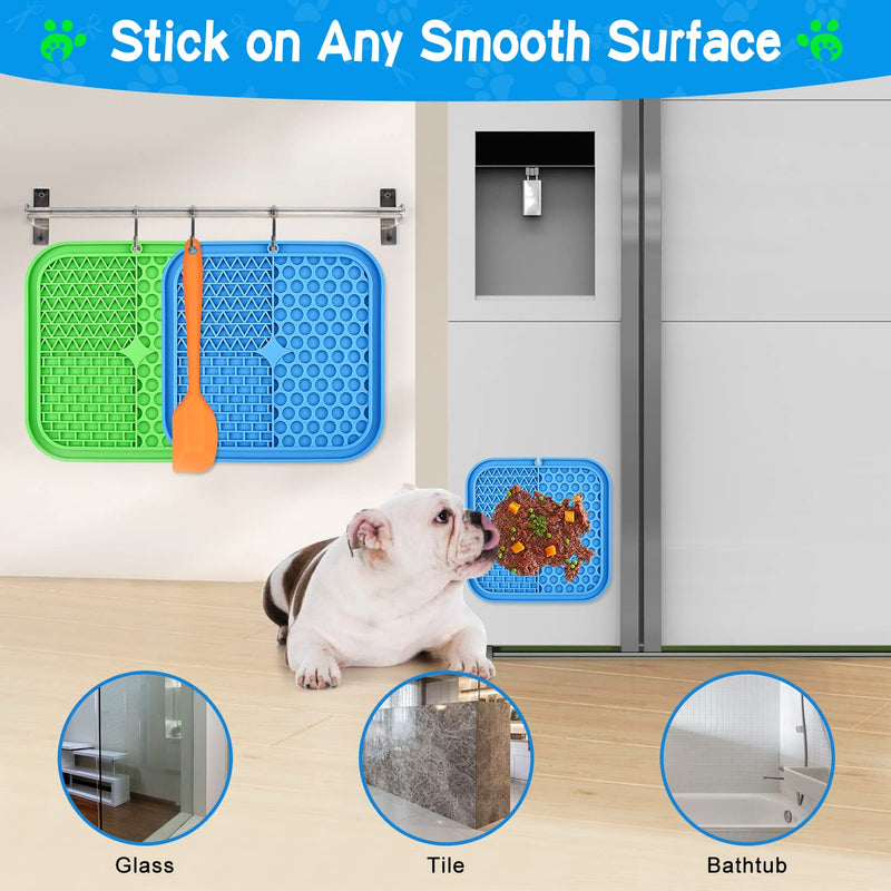 Lick Mat for Dogs/ Cats, CIICII 3Pcs Dog Slow Feeder Licking Mat with Suction Cup (Green Dog Lick Mat + Blue Cat Lick Mat + Orange Spatula) for Dog Treats & Cat Food (Anti-Slip, Food Grade Silicone) Classic Dog Lick Mat - PawsPlanet Australia