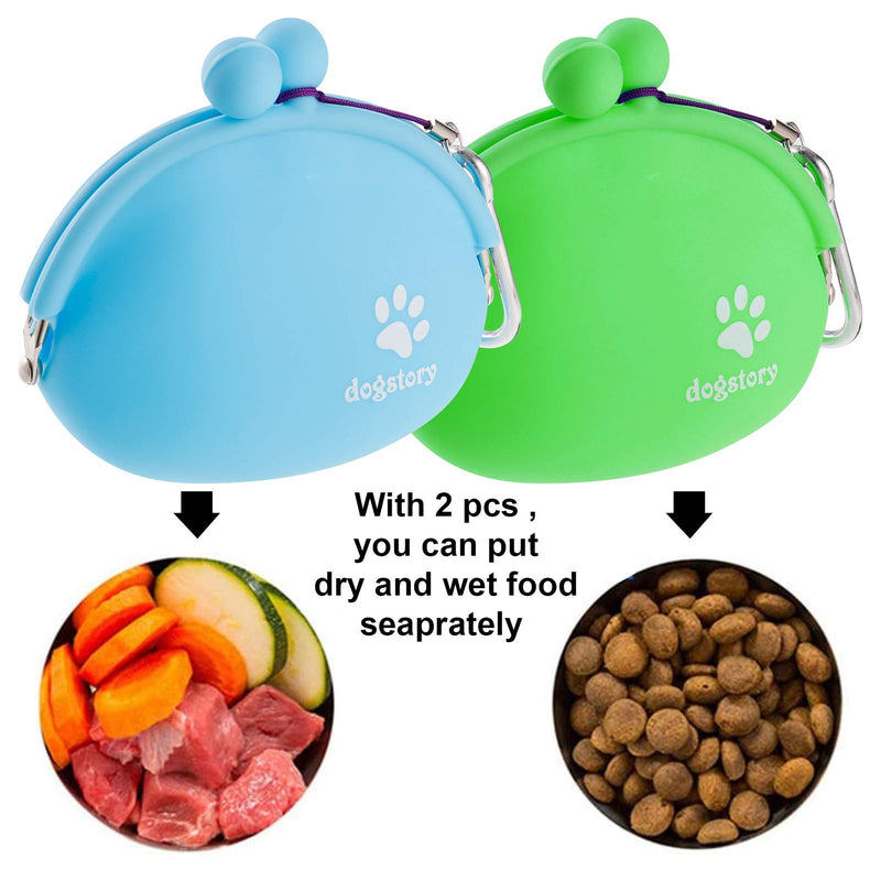 fidget pencil 2 Pack Silicone Dog Treat Pouch Blue and Green - PawsPlanet Australia