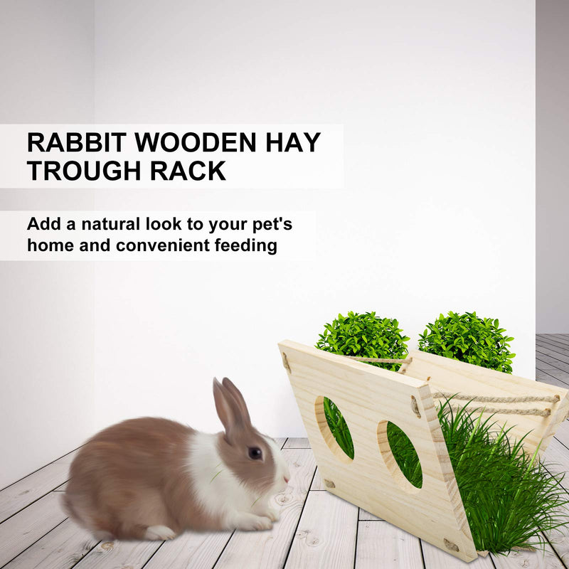 Rabbit Hay Wooden Manger Wall-mountable Food Feeding Rack Feeder Grass Holder Non-Toxic Grass Container Hay Dispenser for Guinea Pig, Rabbit, Chinchilla, Hamster Hay Rack-A - PawsPlanet Australia