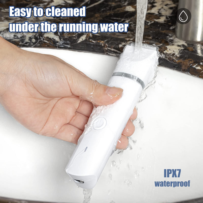 in 1 quiet dog clipper for poodles: IPX7 waterproof dog hair clipper small with 4 sizes trimmer head, rechargeable paw clipper dog for cats, eyes, ears, face, body white - PawsPlanet Australia