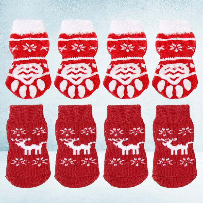 POPETPOP 8PCS Pet Christmas Socks Non-Slip Pet Socks Pet Socks Supplies Christmas Warm Cotton Socks for Dog Puppy Kitten Cat L - PawsPlanet Australia