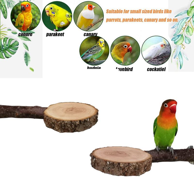 Tfwadmx Bird Perch Stand, Wood Parrot Platform for Cage Natural Wooden Playground Cage Accessories for Small Parakeets Parrot Budgies Cockatiels Conure Lovebirds, 2 Pcs. - PawsPlanet Australia