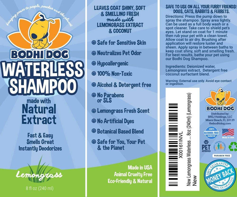 Bodhi Dog Non-Toxic Waterless Dog Shampoo, 8oz (240ml) - Lemongrass - PawsPlanet Australia