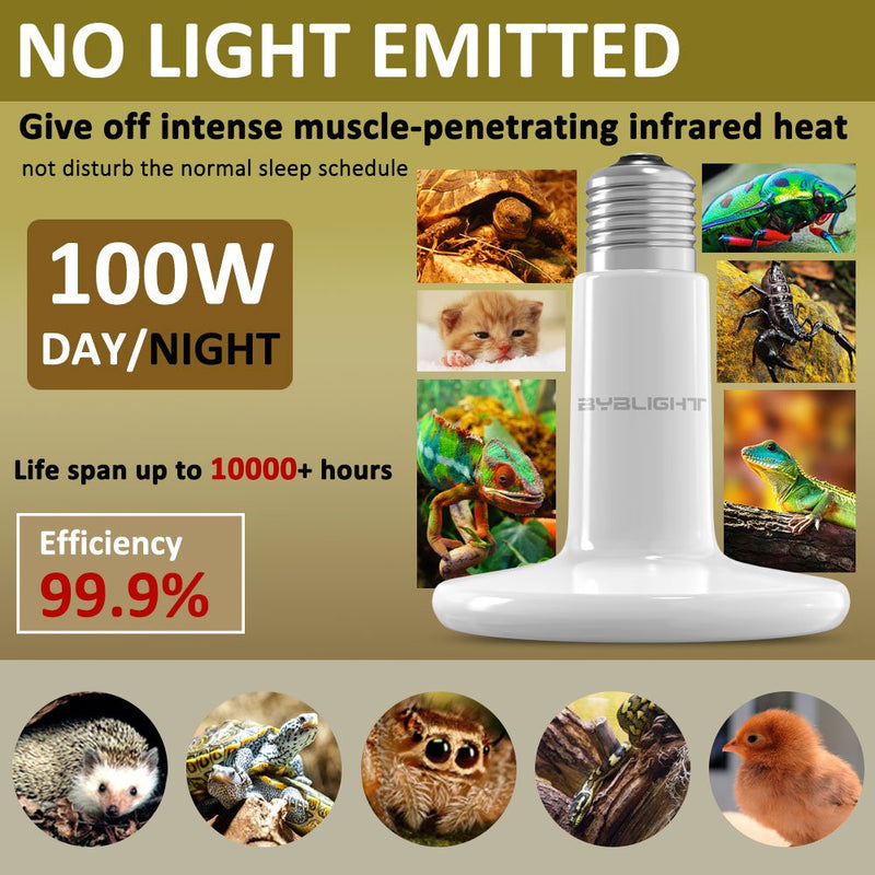 [Australia] - BYB - 100W 110V Ceramic Infrared Heat Emitter Brooder Coop Pet Infrared Lamp Bulb White 