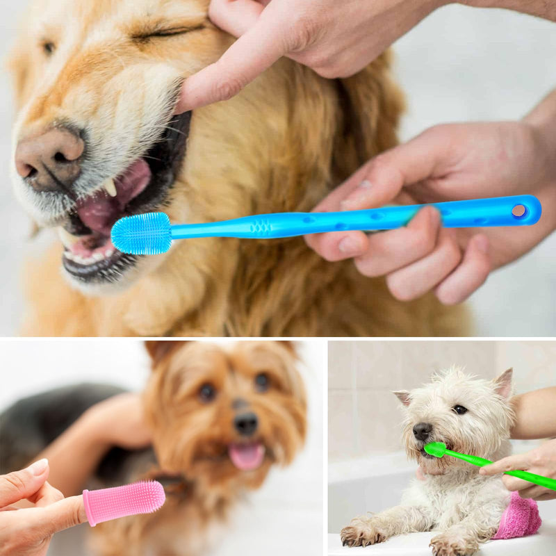 Pack of 9 dog toothbrushes, Mengger 360º Pets Teeth Cleaning Toothbrush for Dogs Cats Dental Care Silicone Bristles Finger Toothbrush for Small Dogs & Cats - PawsPlanet Australia