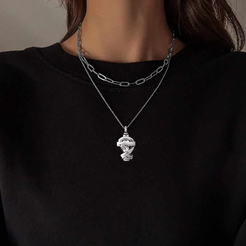 [Australia] - TCHYUN Urn Necklace for Ashes Cross Prayer Necklace Forever in My Heart Stainless Steel Memorial Necklaces for Dad Daughter 