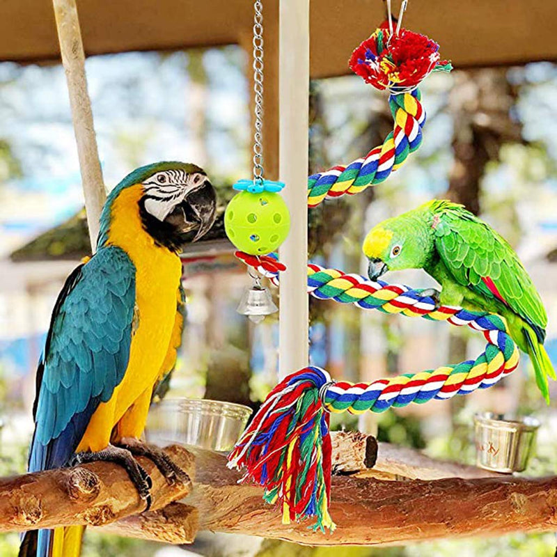 Bird Toys Parrot Toys - 9Pcs Parrot Swing Chewing Toys Cockatiels, Macaws, Parrots, Love Birds, Finches Parakeet Toys Bird Cage Accessories - PawsPlanet Australia