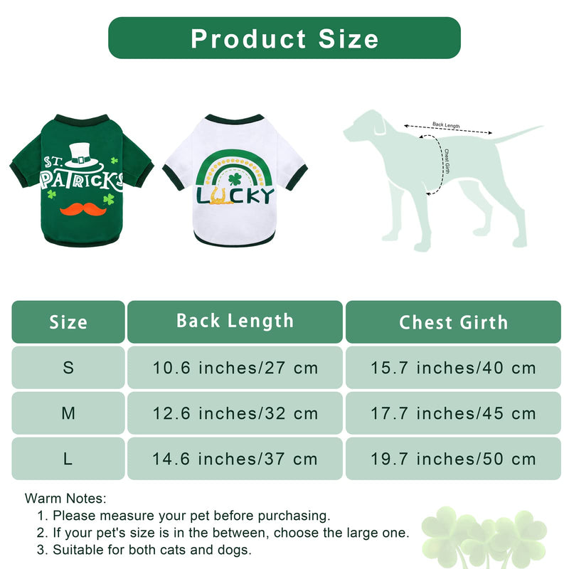 Pedgot 2 Pieces St. Patrick's Day Pet Shirts Dog Clothes Green Clover Puppy T-Shirt Shamrock Dog Sweatshirt Printed Puppy Shirts Dog Pullover Breathable Dog Apparel for Dog and Cat Small - PawsPlanet Australia