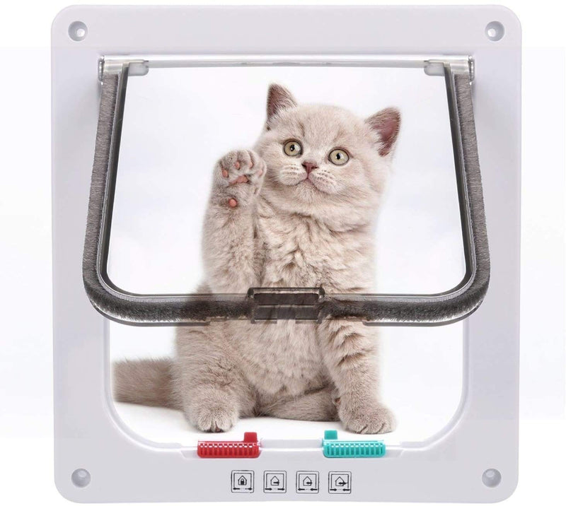 Cat Door for Curtains, Pet Doors for Dogs and Cats, Cat Door with Passage (18 x 19 x 5.5 cm, White) - PawsPlanet Australia