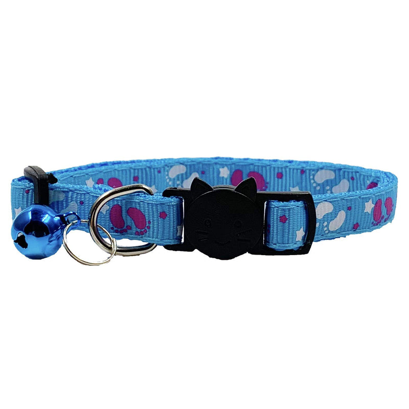 [Australia] - PACCOMFET 6 Pcs Breakaway Cat Collars Adjustable Colorful Nylon Safety Pet Collar Printed Footprint with Bells 